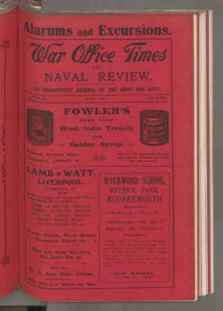 cover page of War Office Times and Naval Review published on June 15, 1912