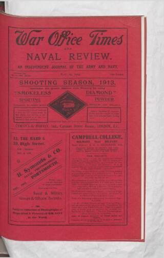 cover page of War Office Times and Naval Review published on May 15, 1913