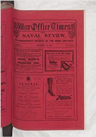 cover page of War Office Times and Naval Review published on November 30, 1915