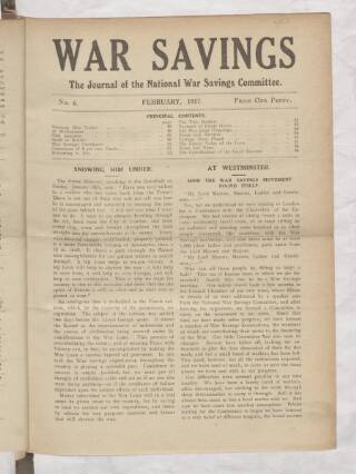 cover page of War Savings published on February 1, 1917
