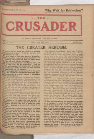 cover page of New Crusader published on June 27, 1919