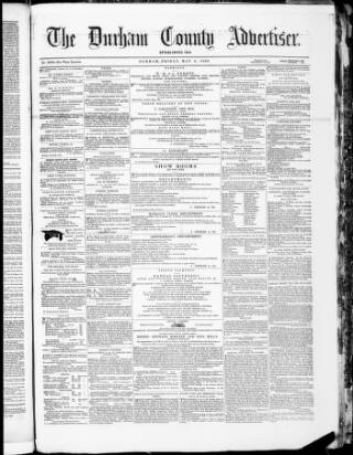 cover page of Durham County Advertiser published on May 4, 1860