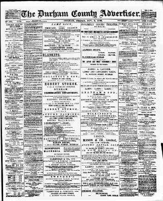 cover page of Durham County Advertiser published on November 2, 1900