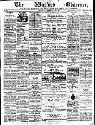 cover page of Watford Observer published on November 2, 1872