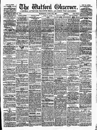 cover page of Watford Observer published on June 18, 1887