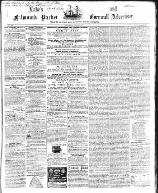 cover page of Lake's Falmouth Packet and Cornwall Advertiser published on May 2, 1863