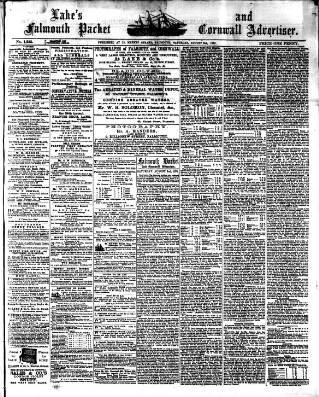 cover page of Lake's Falmouth Packet and Cornwall Advertiser published on August 2, 1879