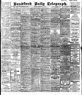 cover page of Bradford Daily Telegraph published on September 17, 1907