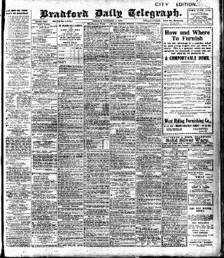 cover page of Bradford Daily Telegraph published on November 2, 1909