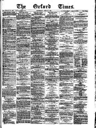 cover page of Oxford Times published on June 18, 1881
