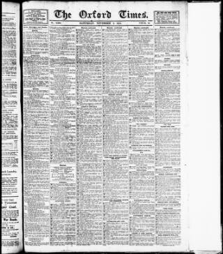 cover page of Oxford Times published on November 2, 1918