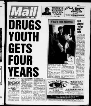 cover page of Hartlepool Northern Daily Mail published on September 17, 1996