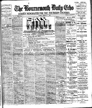 cover page of Bournemouth Daily Echo published on February 2, 1909