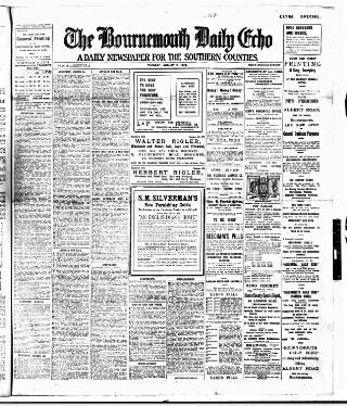 cover page of Bournemouth Daily Echo published on August 2, 1910