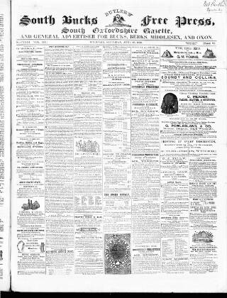 cover page of South Bucks Free Press published on June 18, 1859