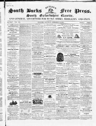cover page of South Bucks Free Press published on September 17, 1859