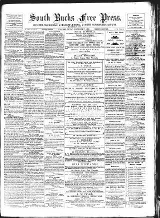 cover page of South Bucks Free Press published on November 17, 1882