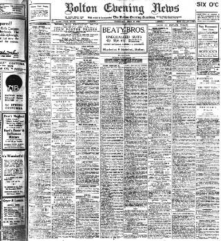 cover page of Bolton Evening News published on May 2, 1916