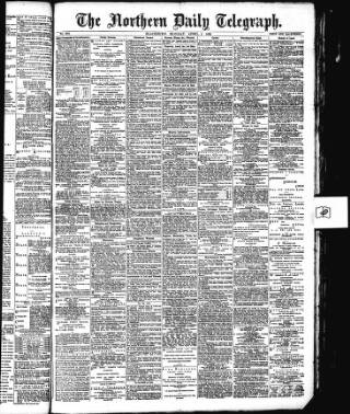 cover page of Northern Daily Telegraph published on April 4, 1892