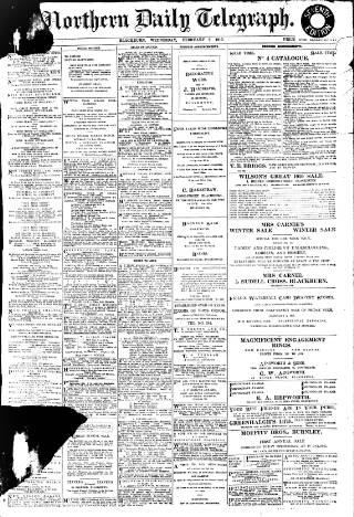 cover page of Northern Daily Telegraph published on February 2, 1910