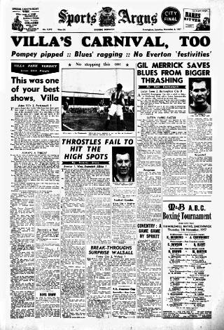 cover page of Sports Argus published on November 2, 1957