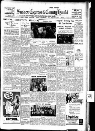 cover page of Sussex Express published on November 2, 1945