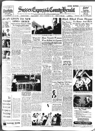 cover page of Sussex Express published on September 17, 1954