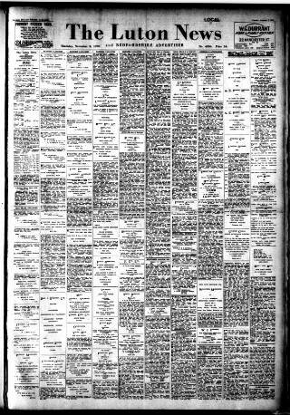cover page of Luton News and Bedfordshire Chronicle published on November 2, 1950