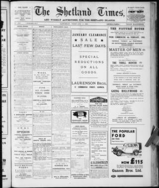 cover page of Shetland Times published on February 2, 1935