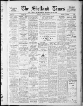 cover page of Shetland Times published on August 2, 1946
