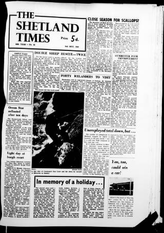 cover page of Shetland Times published on May 2, 1969