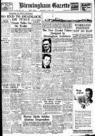 cover page of Birmingham Daily Gazette published on May 4, 1946