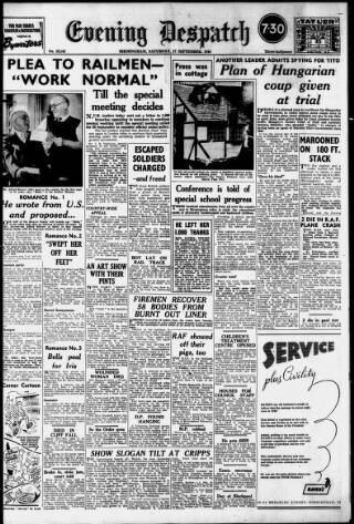cover page of Evening Despatch published on September 17, 1949
