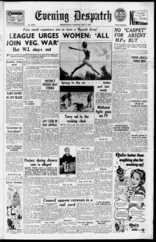 cover page of Evening Despatch published on May 2, 1950