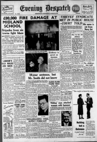 cover page of Evening Despatch published on March 19, 1952