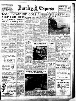 cover page of Burnley Express published on March 7, 1953