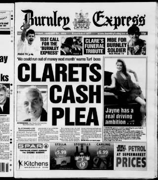 cover page of Burnley Express published on January 9, 2004