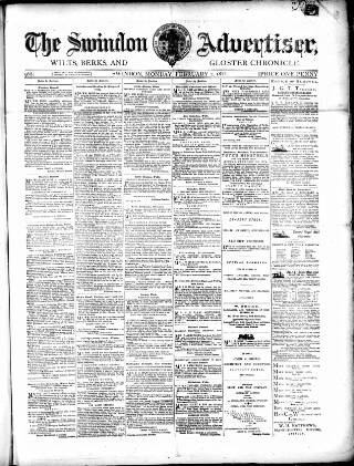 cover page of Swindon Advertiser and North Wilts Chronicle published on February 2, 1874