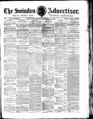 cover page of Swindon Advertiser and North Wilts Chronicle published on March 19, 1881