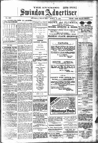 cover page of Swindon Advertiser and North Wilts Chronicle published on March 19, 1913
