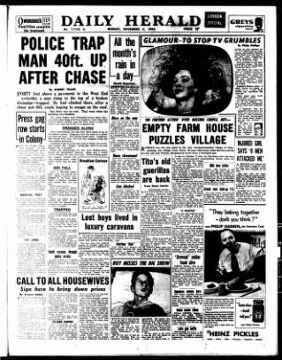 cover page of Daily Herald published on November 2, 1953