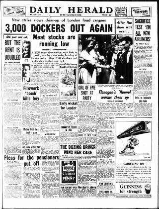 cover page of Daily Herald published on November 2, 1954