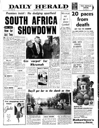 cover page of Daily Herald published on May 2, 1960
