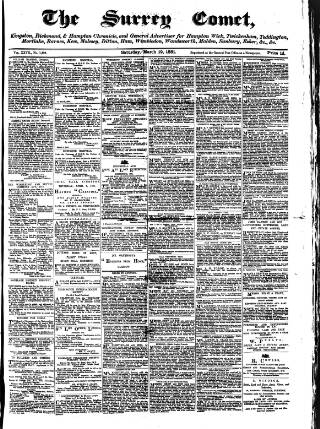 cover page of Surrey Comet published on March 19, 1881