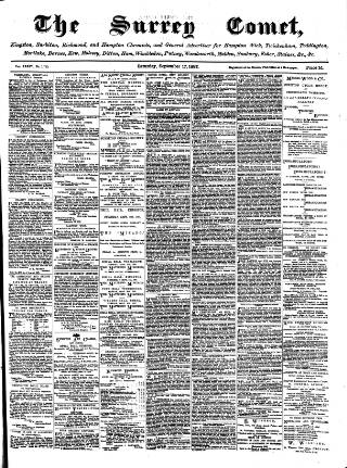 cover page of Surrey Comet published on September 17, 1887