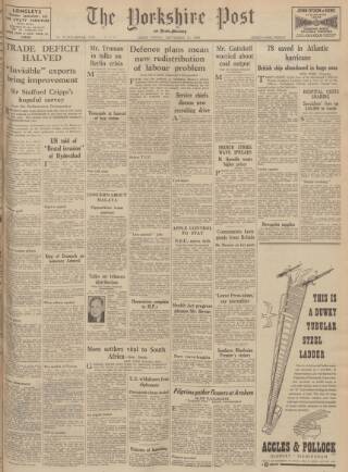 cover page of Yorkshire Post and Leeds Intelligencer published on September 17, 1948