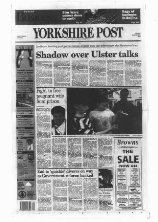 cover page of Yorkshire Post and Leeds Intelligencer published on June 18, 1996