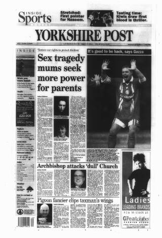 cover page of Yorkshire Post and Leeds Intelligencer published on November 2, 1998
