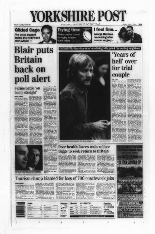cover page of Yorkshire Post and Leeds Intelligencer published on May 4, 2001