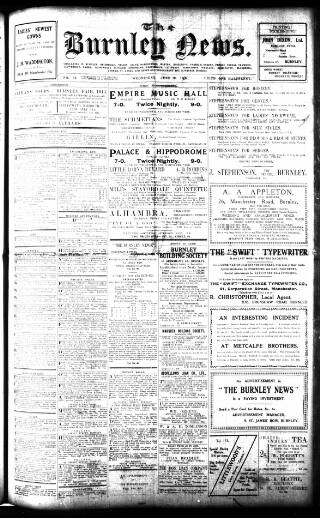cover page of Burnley News published on June 18, 1913